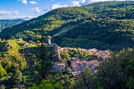 Ardèche - Le village de Burzet dans la vallée de la Bourges au cœur du parc naturel des monts d\'Ardèche