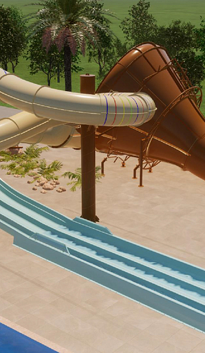 Amfora campsite - The swimming pool complex - 3D view of the new slides