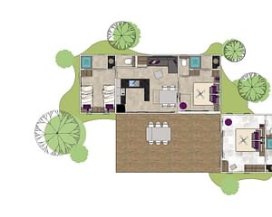 Kemping Les Tournels: domek dla 6 osób L'Oustaloun – plan