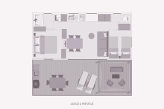 Camping la Sir&egrave;ne - H&eacute;bergements - lodge 2 Prestige - 4 personnes - 2 chambres - Plans