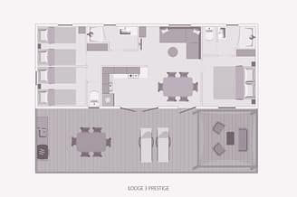 Camping la Sir&egrave;ne - H&eacute;bergements - Lodge Prestige 3 - 6 personnes - 3 chambres - Plan