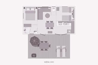 Camping la Sir&egrave;ne - H&eacute;bergements - Sir&egrave;ne 2 - 4 personnes - 2 chambres - Plan