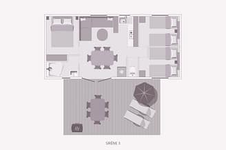 Camping la Sir&egrave;ne - H&eacute;bergements - Sir&egrave;ne 3 Clim - 6 personnes - 3 chambres - Plan
