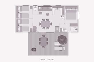 Camping la Sir&egrave;ne - H&eacute;bergements - Sir&egrave;ne 3 Luxe - 6 personnes - 3 chambres - Plan