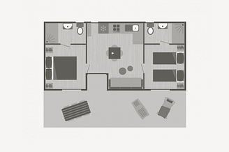 Camping Le Brasilia, Chalet Les Marquises, plattegrond