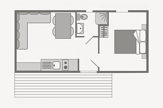 Camping Le Brasilia, casa de vacaciones 2-3 personas, 1 habitación, 1 cuarto de baño, plano