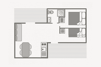Camping Le Brasilia, vakantiehuis Pinède, plattegrond