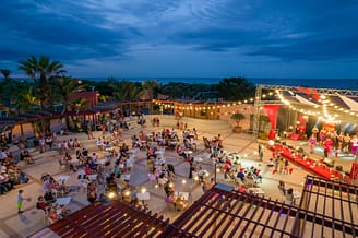 Le Brasilia campsite, activities and evening events, aerial view of a show
