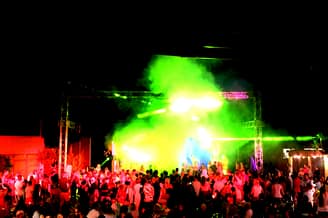 Le Brasilia campsite, fluorescent evening