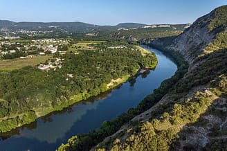 Camping Arc en Ciel - The grounds - Aerial view of the campsite and the Ard&egrave;che