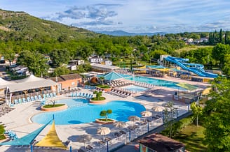 La Plage Fleurie campsite - Water park - Aerial view of the water park