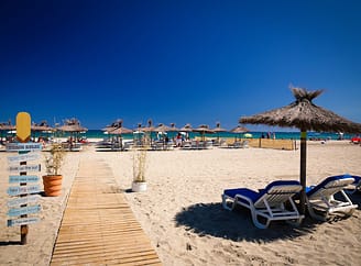 Camping Le Brasilia, strand Canet en Roussillon, verhuur van ligstoelen