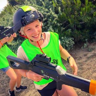 Le Brasilia campsite, activities, children playing on the Laser Game