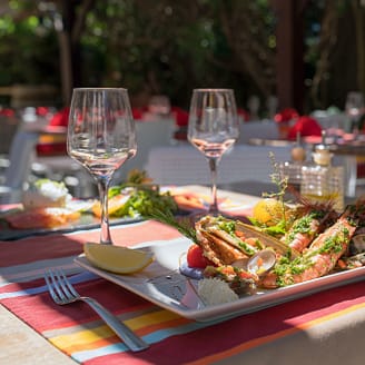 Campingplatz Le Brasilia, Dorfplatz, Gastronomie, Meeresfrüchteplatte
