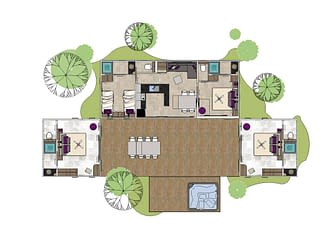 Camping les Tournels : Cottage 8 personnes L'Oustaloun - Plan