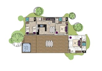 Camping les Tournels : Cottage 6 personnes L'Oustaloun - Plan