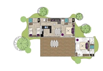 Camping les Tournels : Cottage 6 personnes L'Oustaloun - Plan