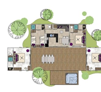 Kemping Les Tournels: domek dla 8 osób L'Oustaloun – plan