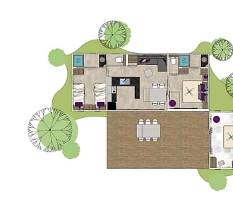 Kemping Les Tournels: domek dla 6 osób L'Oustaloun – plan