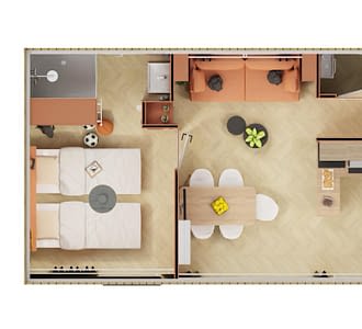 Campeggio Les Tournels: Cottage 8 persone Les Chênes Lièges - Mappa del modulo principale