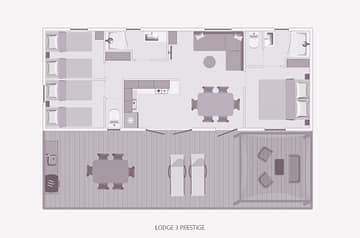 Camping la Sir&egrave;ne - H&eacute;bergements - Lodge Prestige 3 - 6 personnes - 3 chambres - Plan