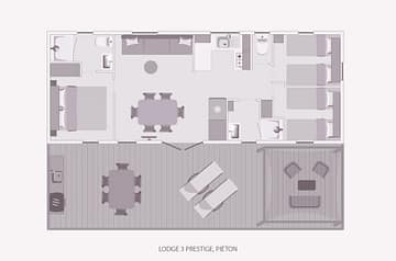 Camping la Sir&egrave;ne - H&eacute;bergements - Lodge Prestige 3 - 6 personnes - 3 chambres - Plan