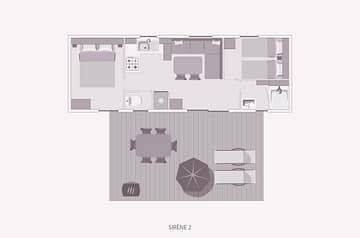 Camping la Sir&egrave;ne - H&eacute;bergements - Sir&egrave;ne 2 Clim - 3m - 4 personnes - 2 chambres - Plan