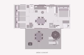Camping la Sir&egrave;ne - H&eacute;bergements - Sir&egrave;ne 3 Luxe - 6 personnes - 3 chambres - Plan