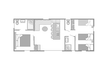 Camping Les Mouettes - Hébergements - Cottage Natura Premium avec spa, 5 personnes, 2 chambres, 2 salles de bain - plan