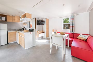 La Plage Fleurie campsite - Holiday rentals - Sirius Premium Cottage - 6 persons - 3 bedrooms - Lounge - Kitchen