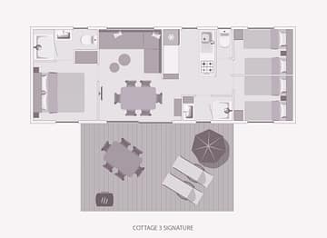 Camping la Sir&egrave;ne - H&eacute;bergements - Cottage 3 - 6 personnes - 3 chambres - Plan