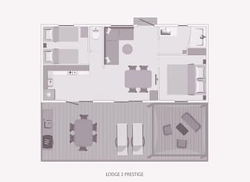 Camping la Sir&egrave;ne - H&eacute;bergements - Lodge Prestige 2 - 4 personnes - 2 chambres - Plans