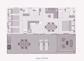 Camping la Sir&egrave;ne - H&eacute;bergements - Lodge Prestige 3 - 6 personnes - 3 chambres - Plan