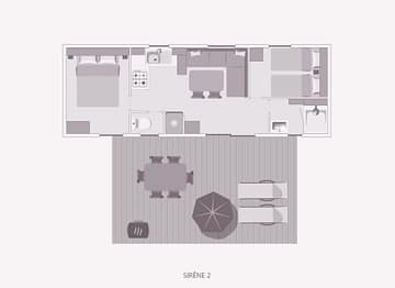 Camping la Sir&egrave;ne - H&eacute;bergements - Sir&egrave;ne 2 Clim - 3m - 4 personnes - 2 chambres - Plan
