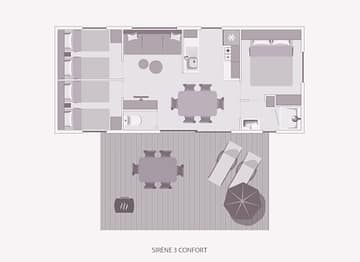 Camping la Sir&egrave;ne - H&eacute;bergements - Sir&egrave;ne 3 Luxe - 6 personnes - 3 chambres - Plan