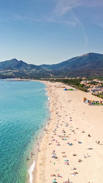 Plage d\'Argeles, vue a&eacute;rienne &copy;St&eacute;phane FERRER - ArgelesTourisme