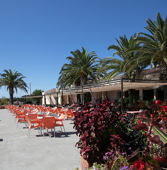 Camping Amfora - Bares y restaurantes - Terraza del restaurante y escenario